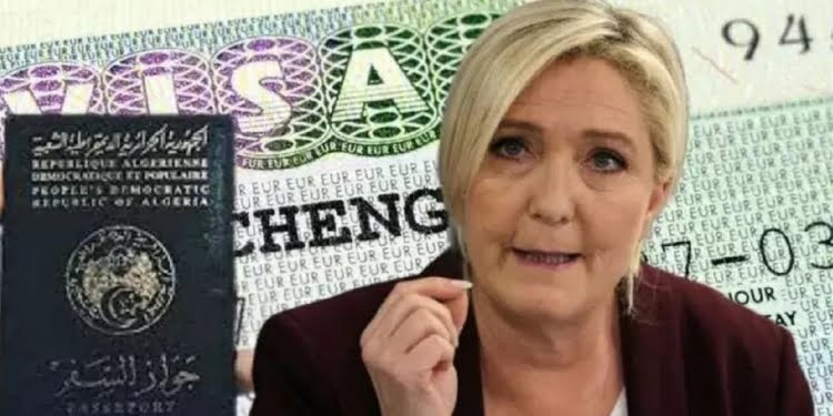 Marine Le Pen sur fond de passeport algérien